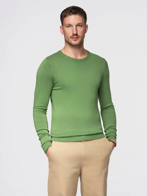 Ombre Ombre Classic men's sweater with round neckline - green