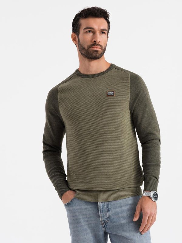 Ombre Ombre Knitted men's RELAXED FIT sweater with patterns - navy blue