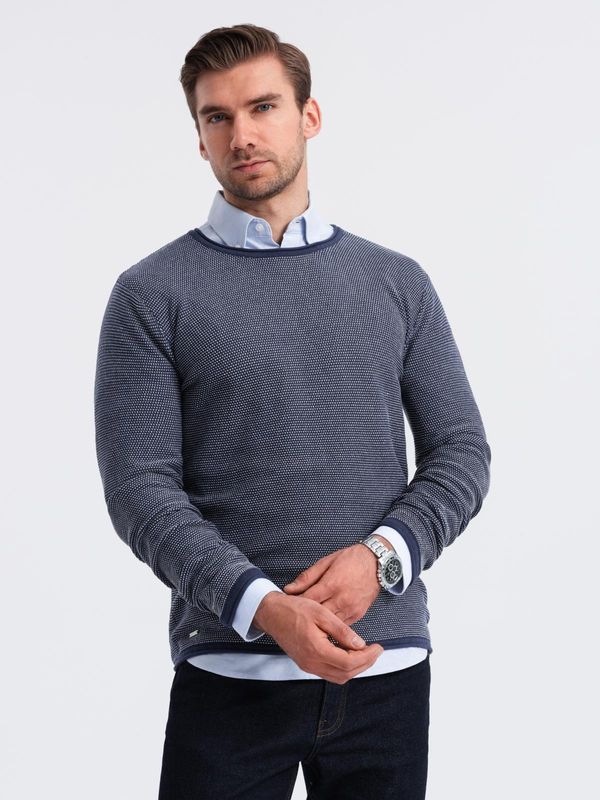 Ombre Ombre Knitted men's RELAXED FIT sweater with patterns - navy blue