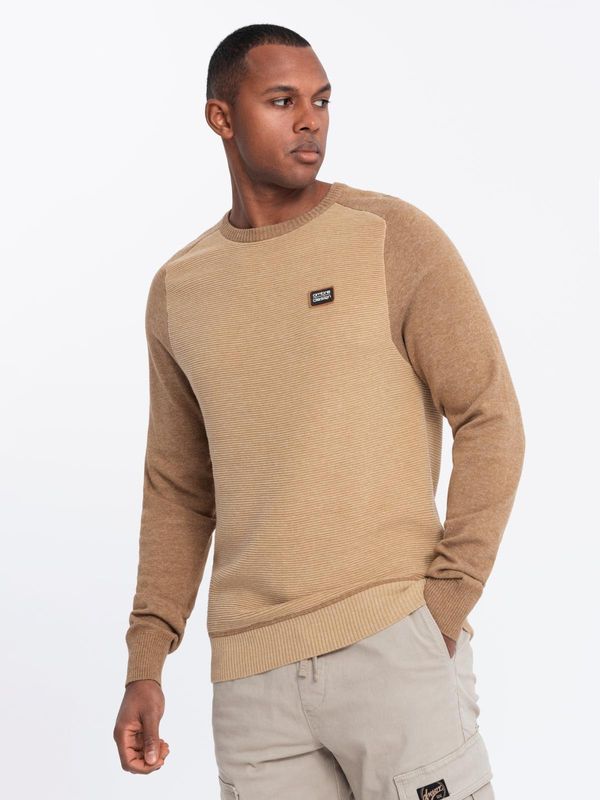 Ombre Ombre Knitted men's RELAXED FIT sweater with patterns - navy blue