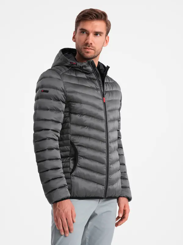 Ombre Ombre Lightly insulated quilted men's jacket with satin trim - graphite