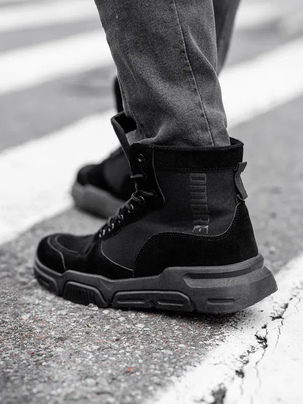 Ombre Ombre Men's ankle sneaker boots with sculpted sole - black