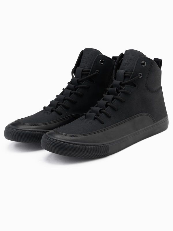 Ombre Ombre Men's ankle sneakers shoes with decorative tabs - black