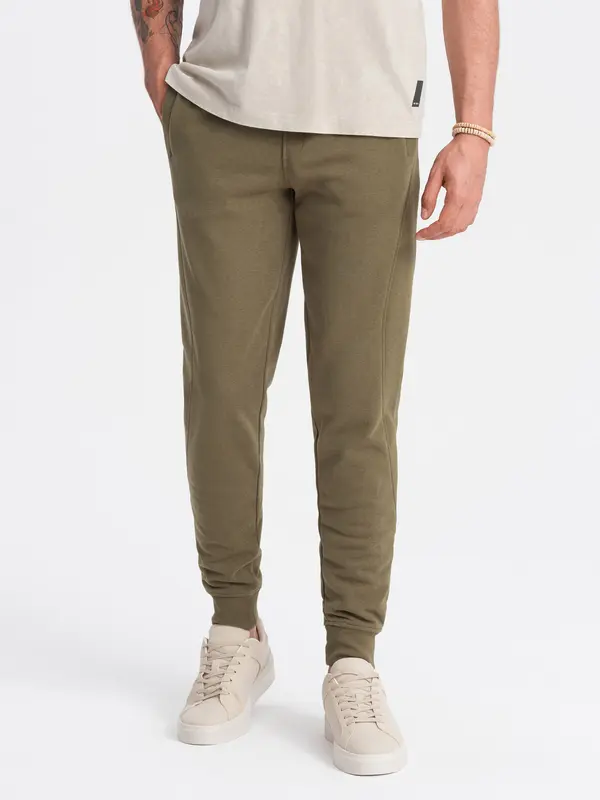 Ombre Ombre Men's BASIC cotton jogger sweatpants - olive