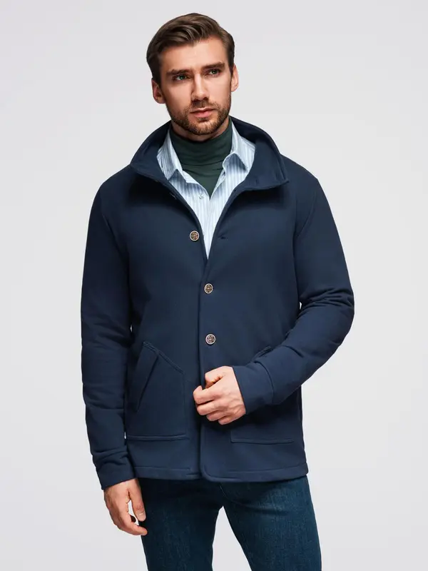 Ombre Ombre Men's button-down sweatshirt with collar - navy blue