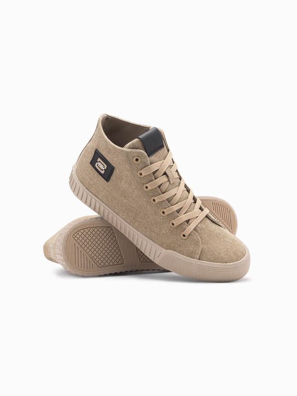 Ombre Ombre Men's canvas high top sneakers shoes - light brown