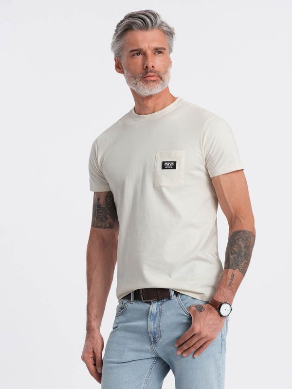 Ombre Ombre Men's casual t-shirt with patch pocket - cream
