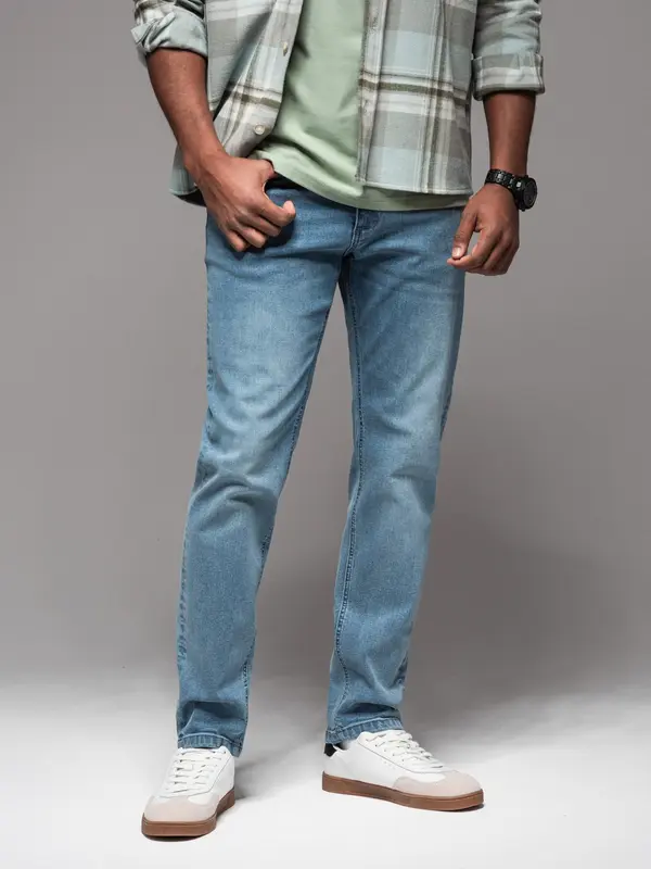 Ombre Ombre Men's classic washed REGULAR FIT jeans - light blue