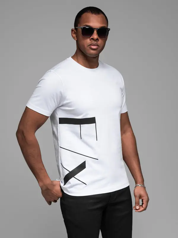 Ombre Ombre Men's cotton jersey t-shirt with large side lettering - white