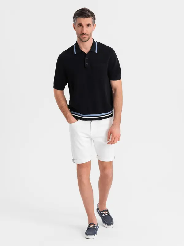 Ombre Ombre Men's denim classic shorts with rolled up leg - white
