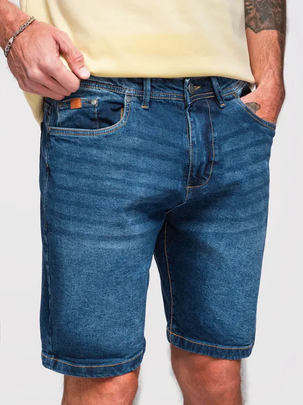 Ombre Ombre Men's denim shorts with classic cut - dark blue