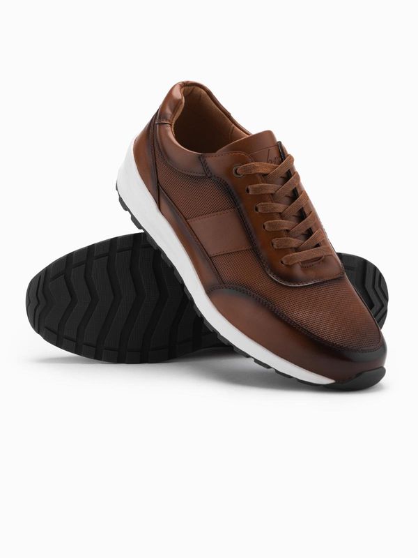 Ombre Ombre Men's eco leather sports shoes sneakers - brown