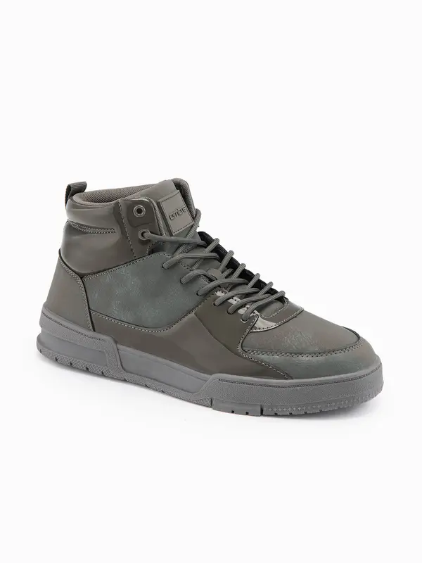 Ombre Ombre Men's high boots sneakers with shiny elements - brown