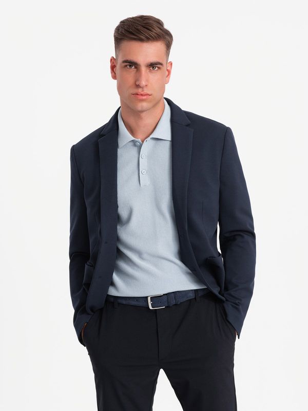 Ombre Ombre Men's jacket with patch pockets - navy blue