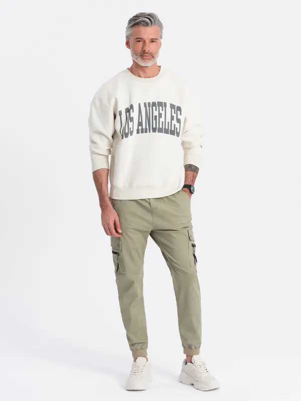 Ombre Ombre Men's JOGGER pants with zippered cargo pockets - khaki