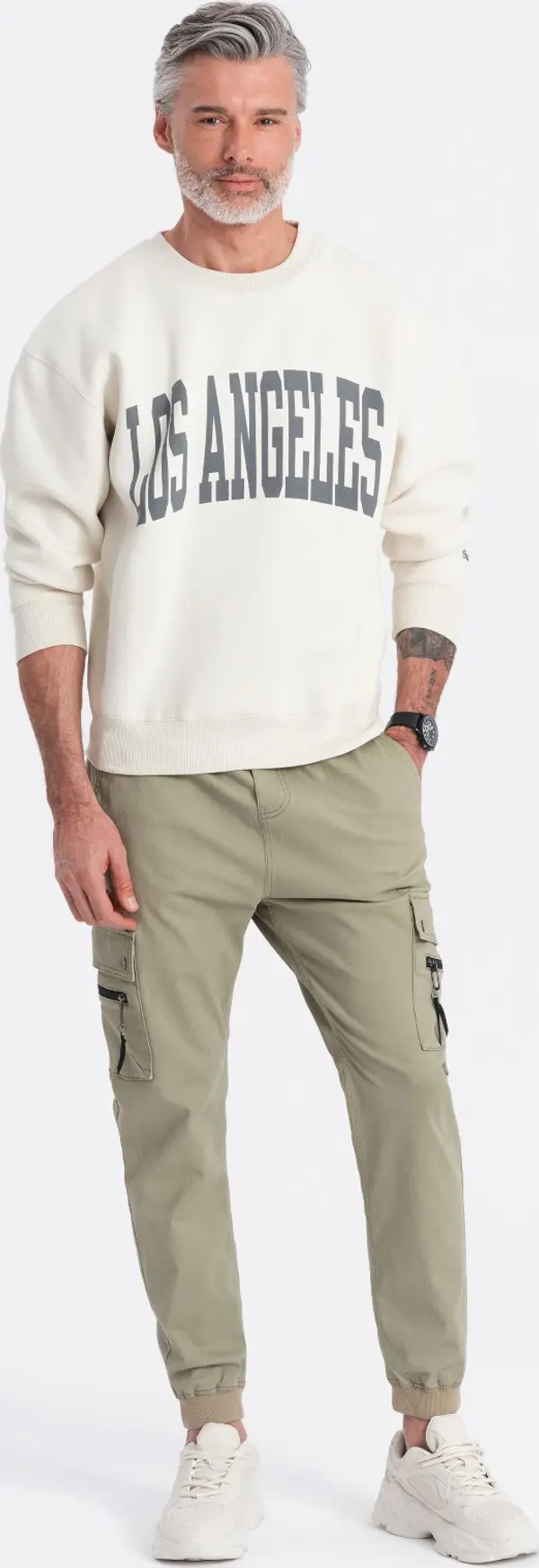 Ombre Ombre Men's JOGGER pants with zippered cargo pockets - khaki