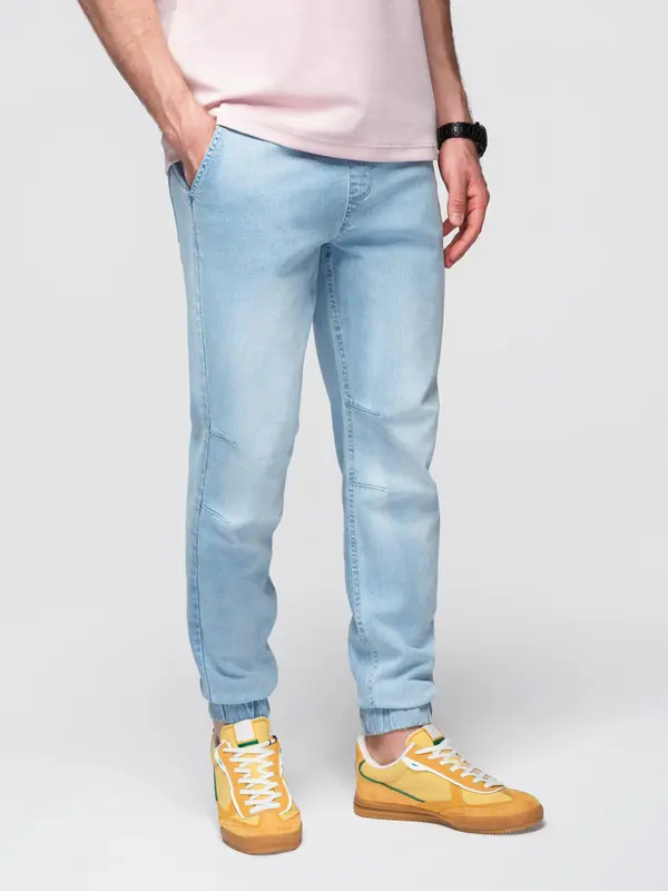 Ombre Ombre Men's JOGGERS denim pants with wash effect - light blue