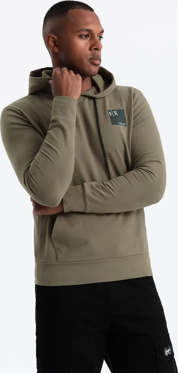 Ombre Ombre Men's kangaroo hoodie with logo - olive