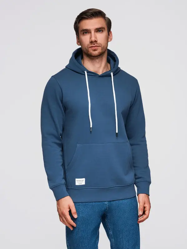 Ombre Ombre Men's kangaroo sweatshirt with hood - navy blue