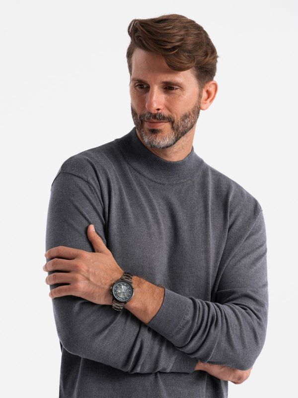 Ombre Ombre Men's knitted half-golf with viscose - grey melange