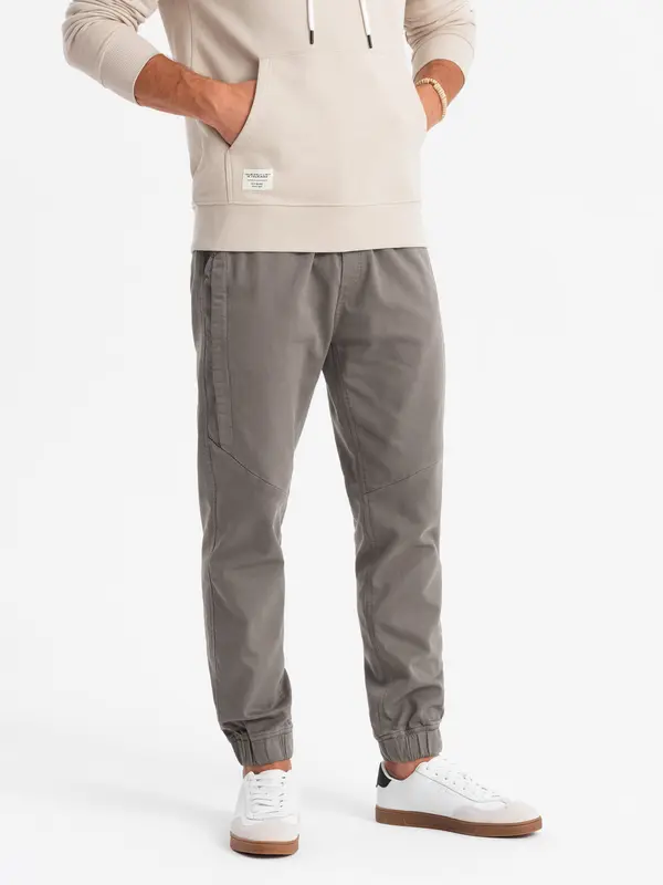 Ombre Ombre Men's knitted joggers with pleats - graphite