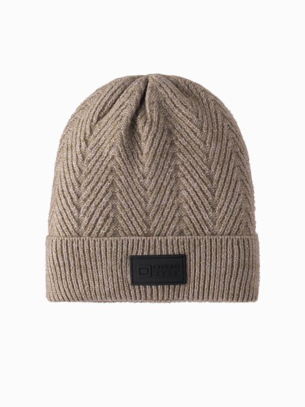 Ombre Ombre Men's knitted sweater-weave cap with patch - ash