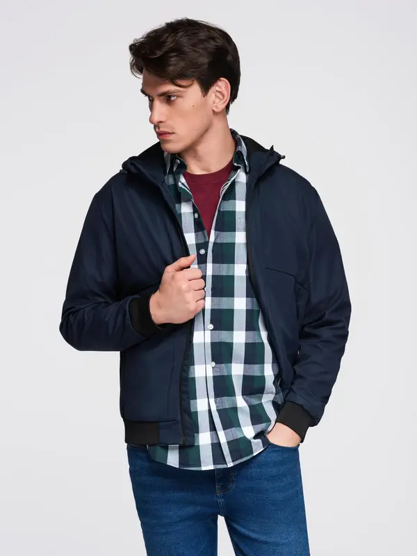 Ombre Ombre Men's lightweight jacket with hood and mesh lining