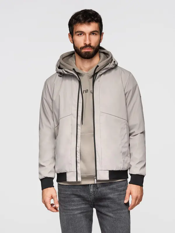 Ombre Ombre Men's lightweight jacket with mesh lining and hood - grey