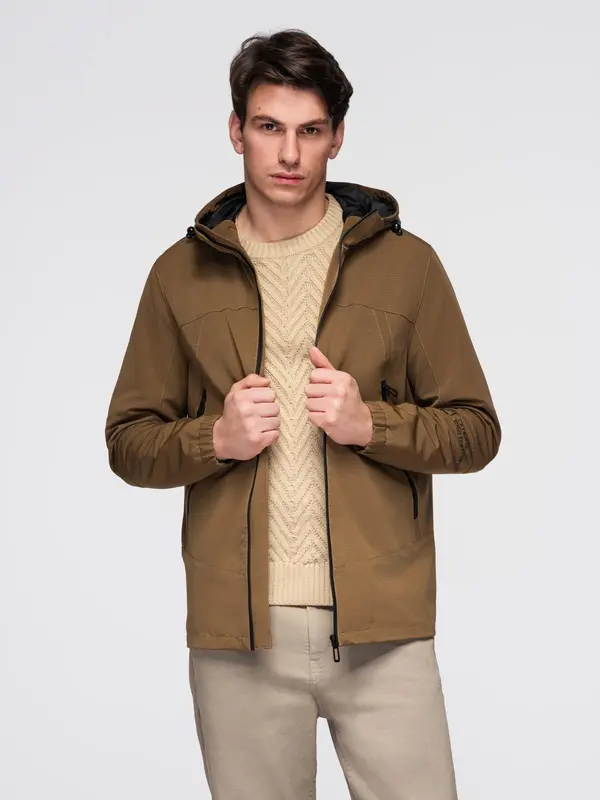 Ombre Ombre Men's lightweight jacket with waterproof coating and hood