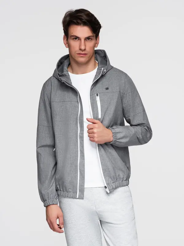 Ombre Ombre Men's lightweight sports jacket with fleece lining - gray