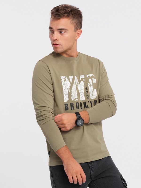 Ombre Ombre Men's map motif printed longsleeve - olive