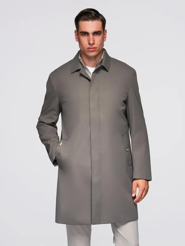 Ombre Ombre Men's minimalist coat with detachable vest - ash