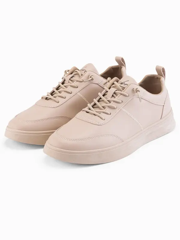 Ombre Ombre Men's monochromatic sports style shoes with stitching - beige