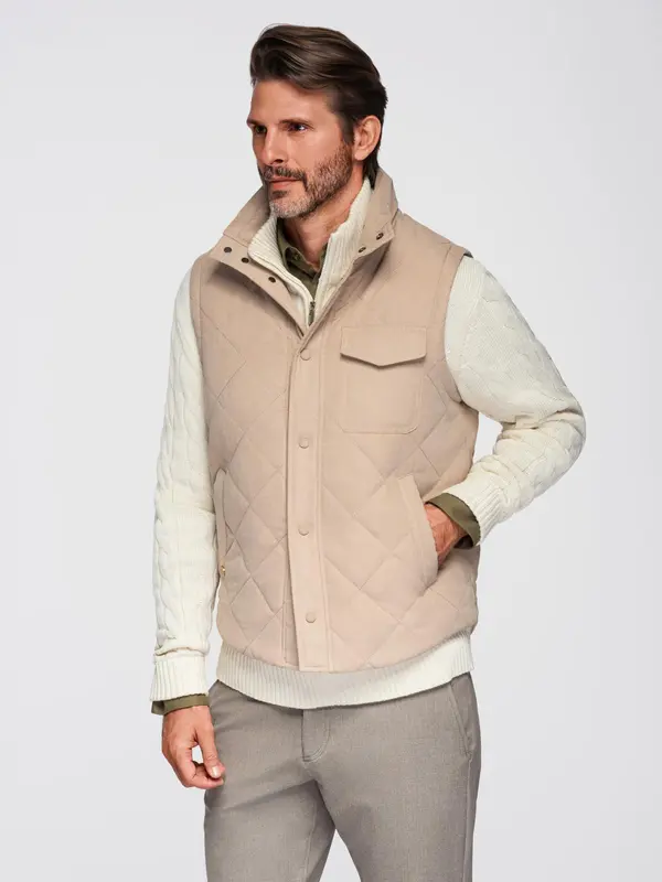 Ombre Ombre Men's peach effect quilted vest - beige