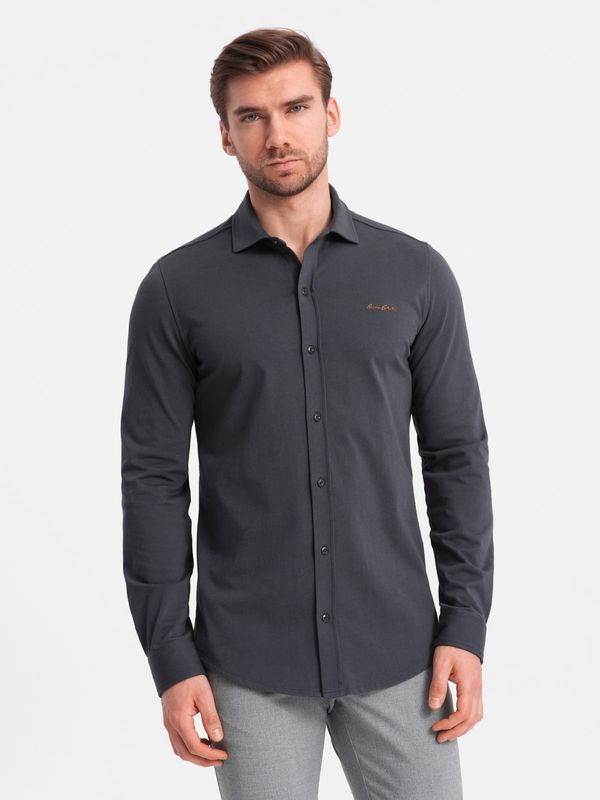Ombre Ombre Men's REGULAR cotton single jersey knit shirt - graphite