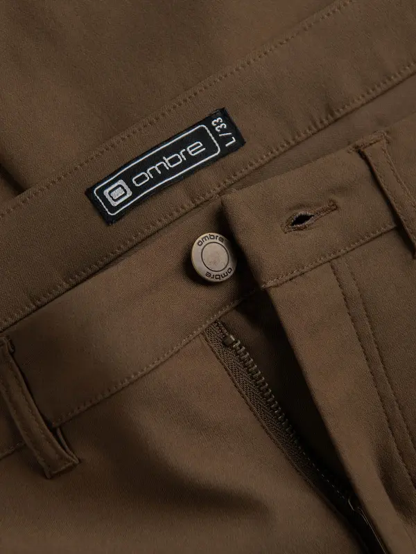 Ombre Ombre Men's REGULAR fabric pants with cargo pockets - olive