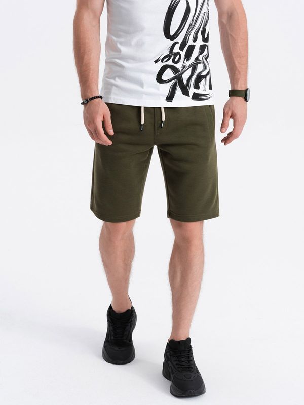 Ombre Ombre Men's short shorts with pockets - dark olive