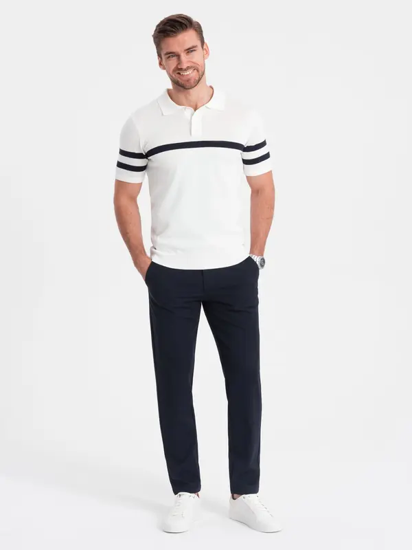 Ombre Ombre Men's smart chino SLIM FIT pants - navy blue