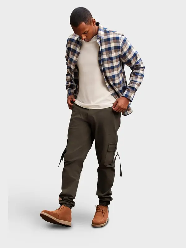 Ombre Ombre Men's STRAIGHT LEG cargo pants with striped pockets - graphite