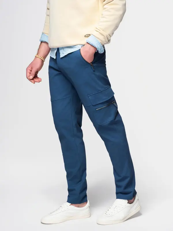 Ombre Ombre Men's STRAIGHT LEG cargo pants with zippered pockets - dark blue