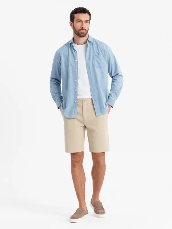 Ombre Ombre Men's structural knit SLIM FIT shorts - sand