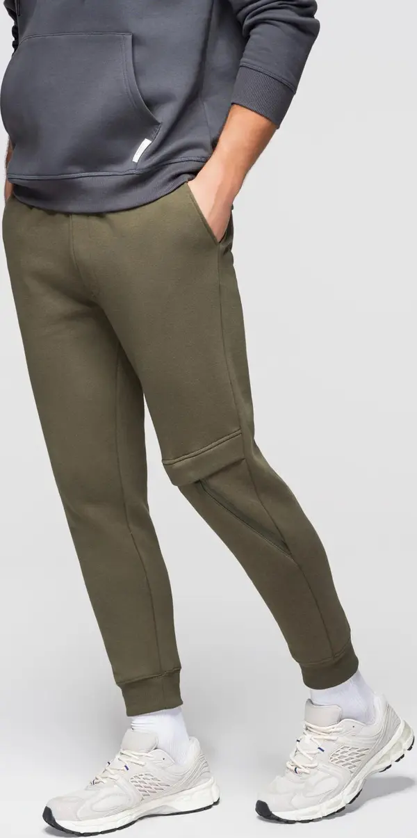 Ombre Ombre Men's sweatpants with stitching and leg zipper - olive