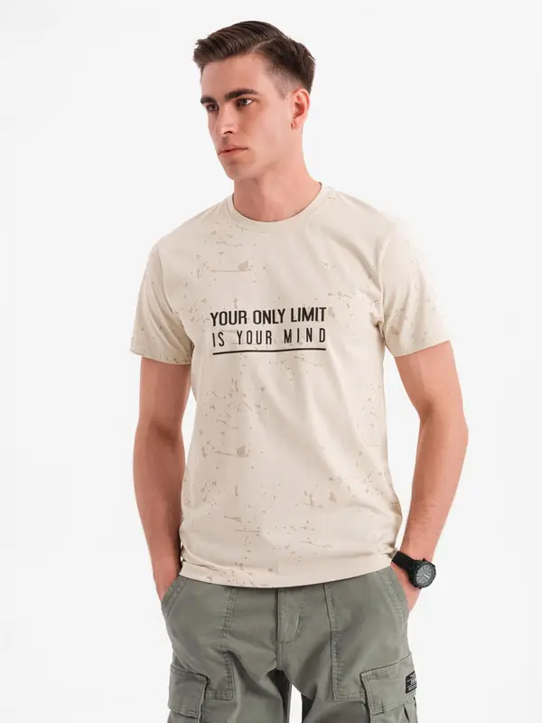 Ombre Ombre Men's T-shirt with print and round neckline - cream