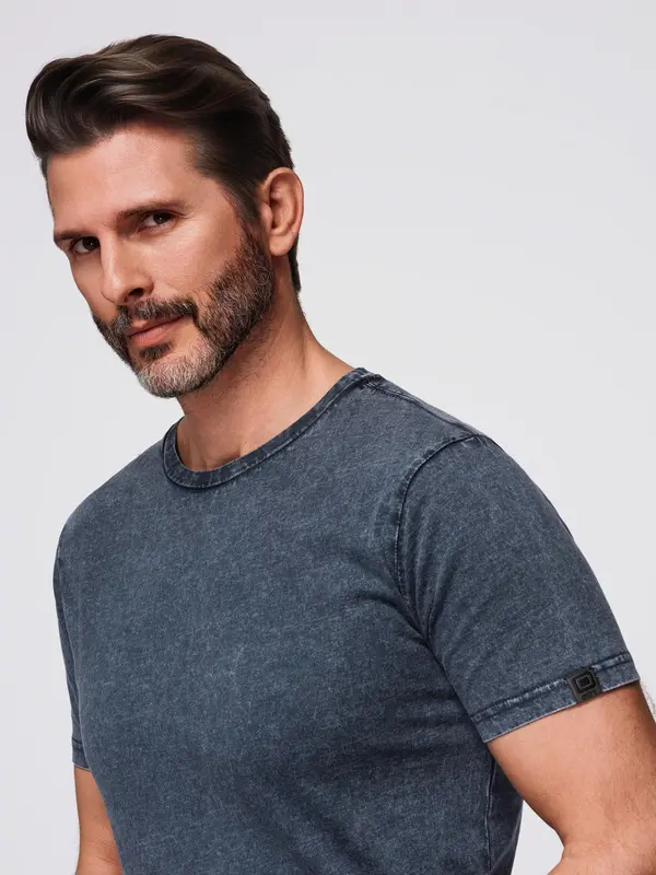 Ombre Ombre Men's t-shirt with wash effect - navy blue