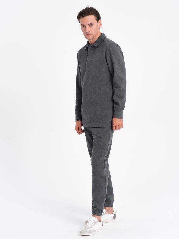 Ombre Ombre Men's tracksuit set sweatshirt with polo collar + pants