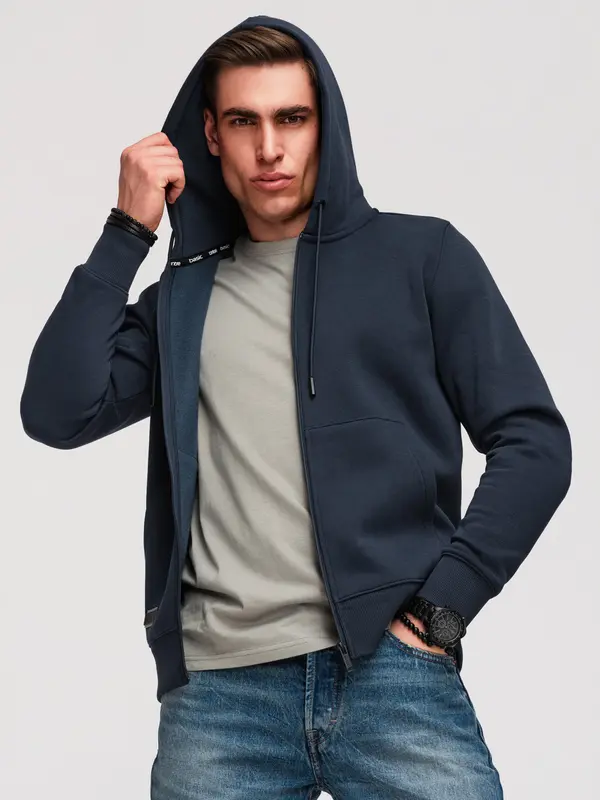 Ombre Ombre Men's unbuttoned BASIC sweatshirt - navy blue