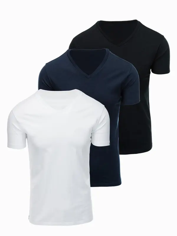 Ombre Ombre muška majica s V-izrezom - crna/bijela/plava