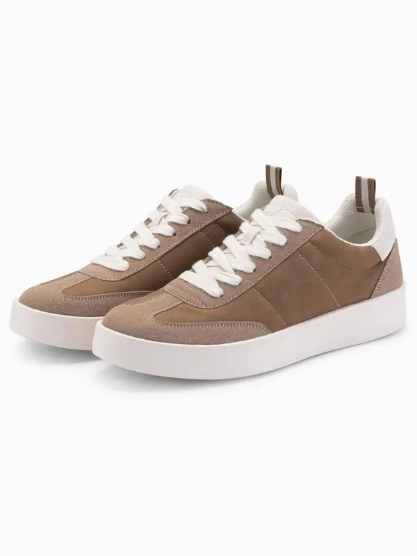 Ombre Ombre Old-school men's sneakers on thick sole - light brown