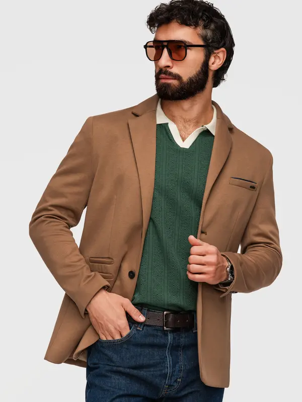 Ombre Ombre pletena muška SLIM FIT jakna