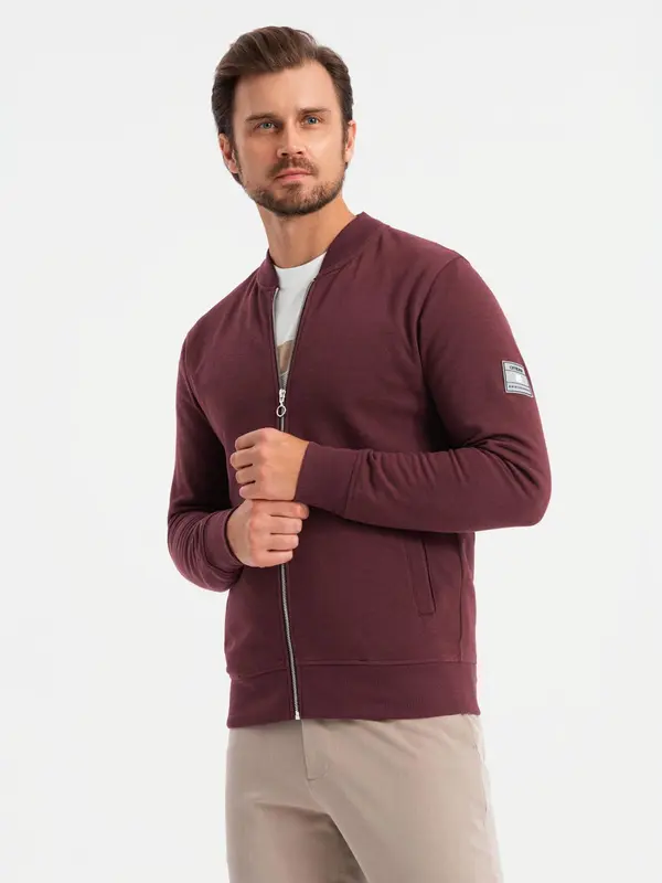 Ombre Ombre Unzipped cotton men's sweatshirt bomber - maroon